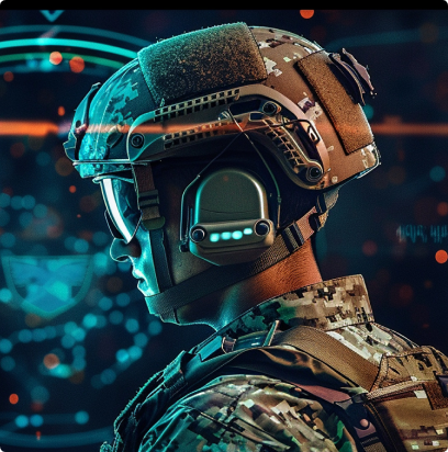 Soldier in VR helmet