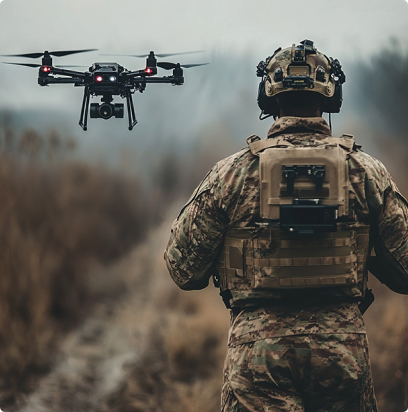 Soldier flying drone