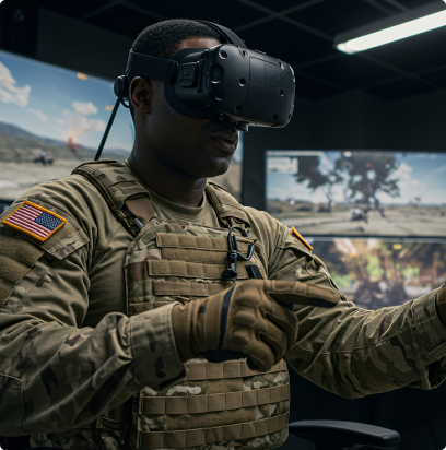 Soldier in VR headset