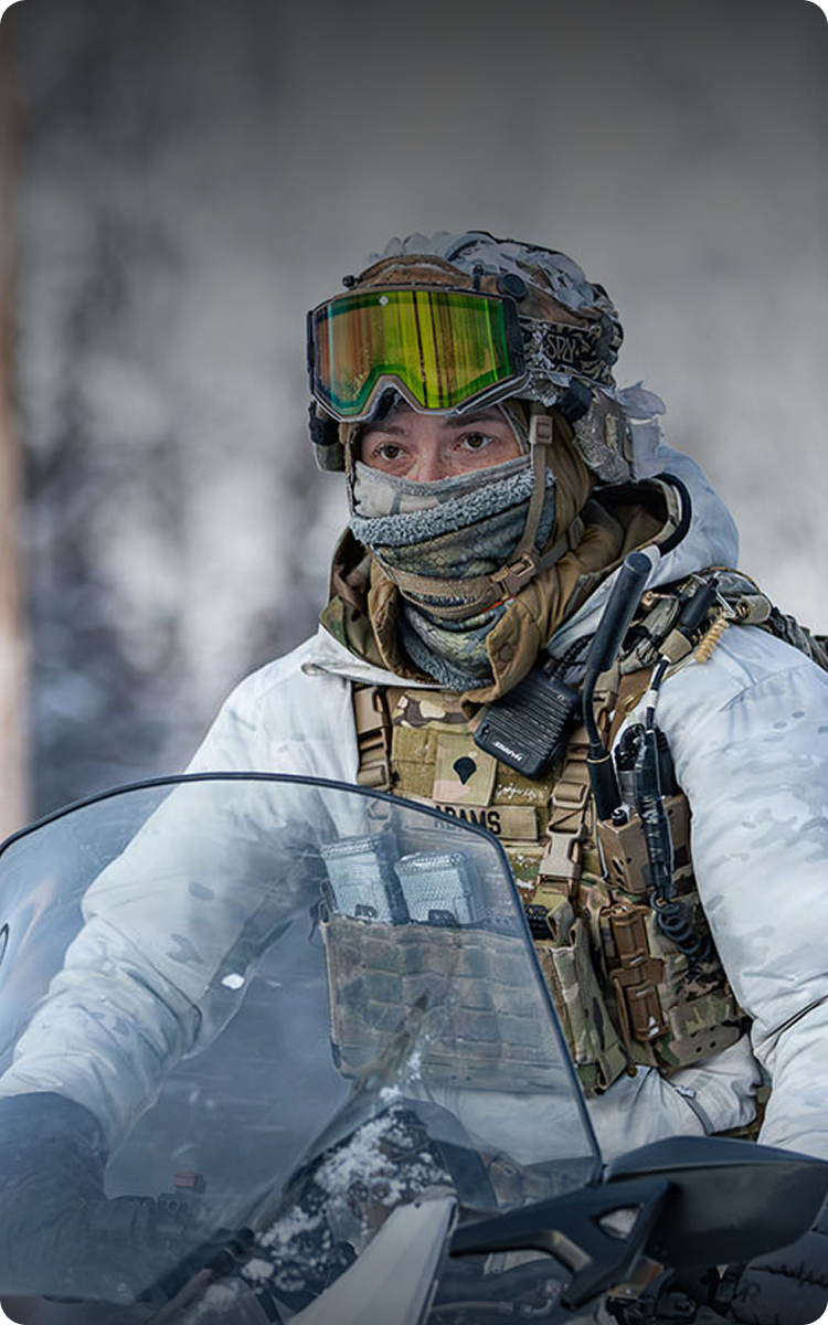 Soldier on Snowmobile